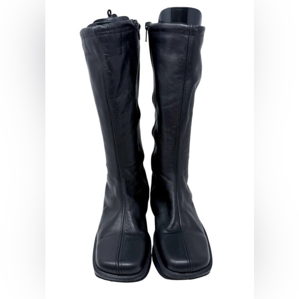 Vintage Y2K Nine West Black Leather Square Toe Platform Boots Women's Size 8 - Picture 2 of 9